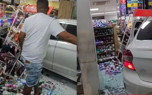 carro invade loja de conveniência posto de combustível salvador 